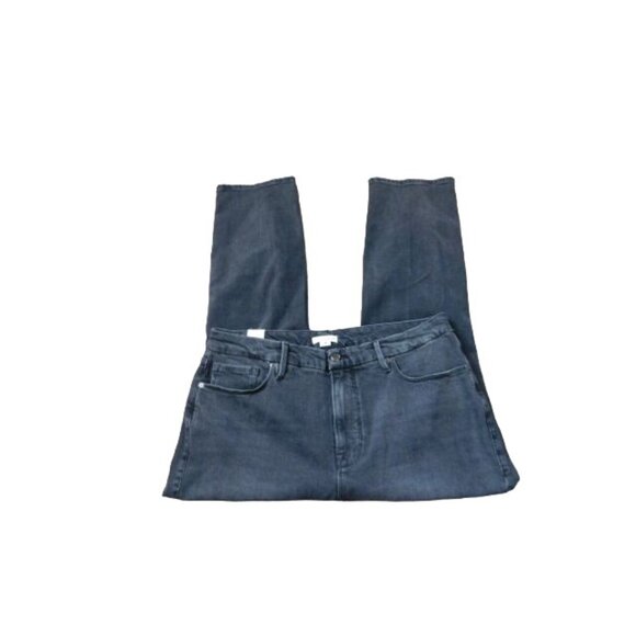 Good American Size 16 Distressed Black Denim Straight Leg Jeans NWT - Picture 2 of 3